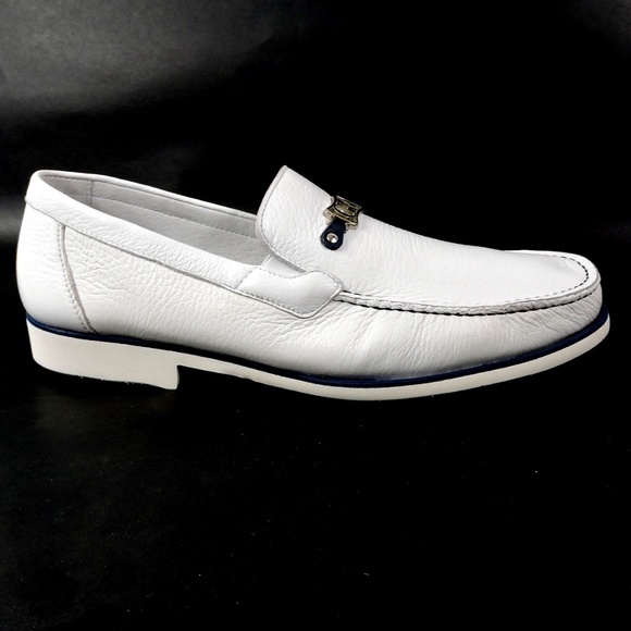 GOODMAN 🇮🇹 MEN'S SOFT WHITE LEATHER COMFORT LOAFERS - Picture 4 of 8